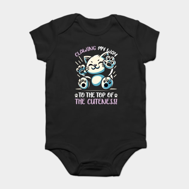 Cute Kitten Clawing to the Top of Cuteness, Cat Lover Baby Bodysuit by JessArty